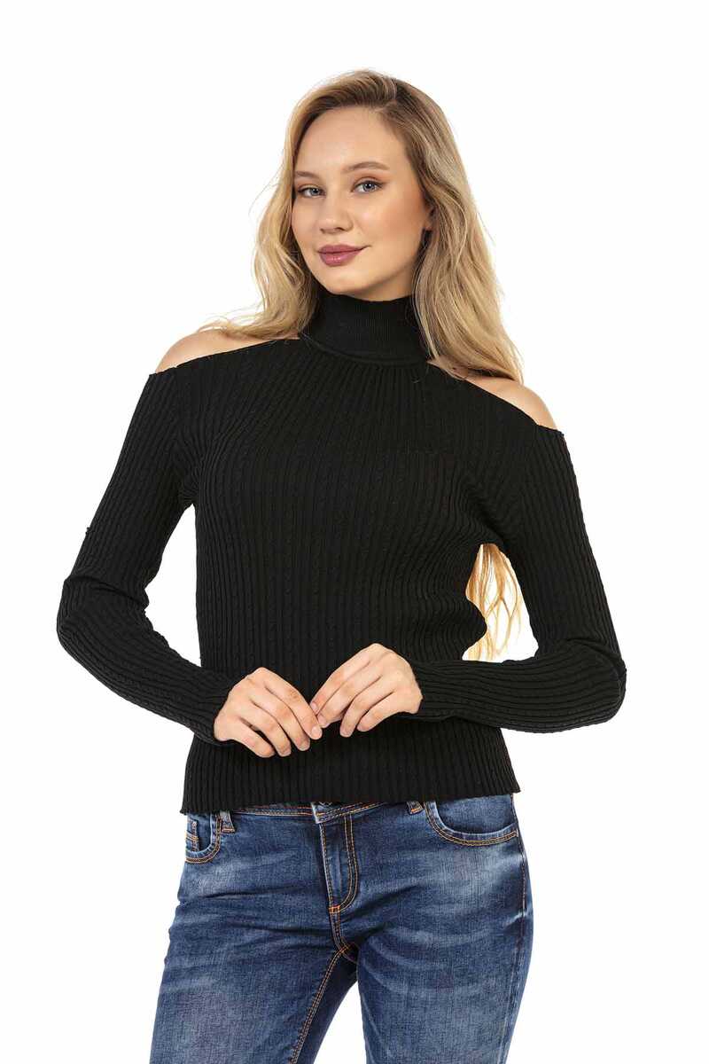 WP205 Women's knitted sweater with stylish cut-outs