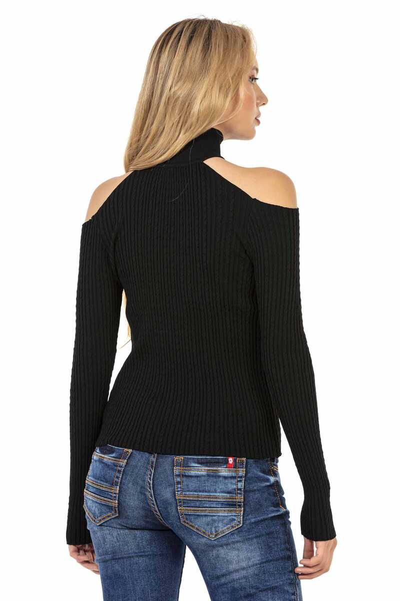 WP205 Women's knitted sweater with stylish cut-outs