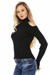 WP205 Women's knitted sweater with stylish cut-outs