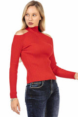 WP205 Women's knitted sweater with stylish cut-outs