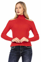 WP205 Women's knitted sweater with stylish cut-outs