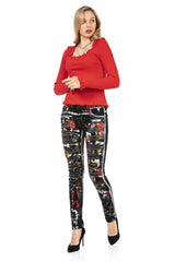 WP206 Women's knitted sweater with wavy round neck