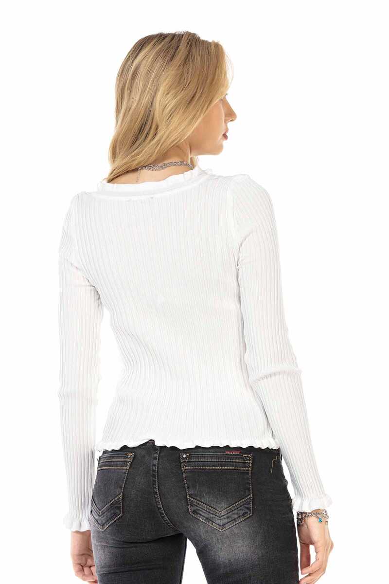 WP206 Women's knitted sweater with wavy round neck