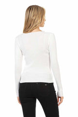 WP207 Women's knitted sweater with decorative pearl trim