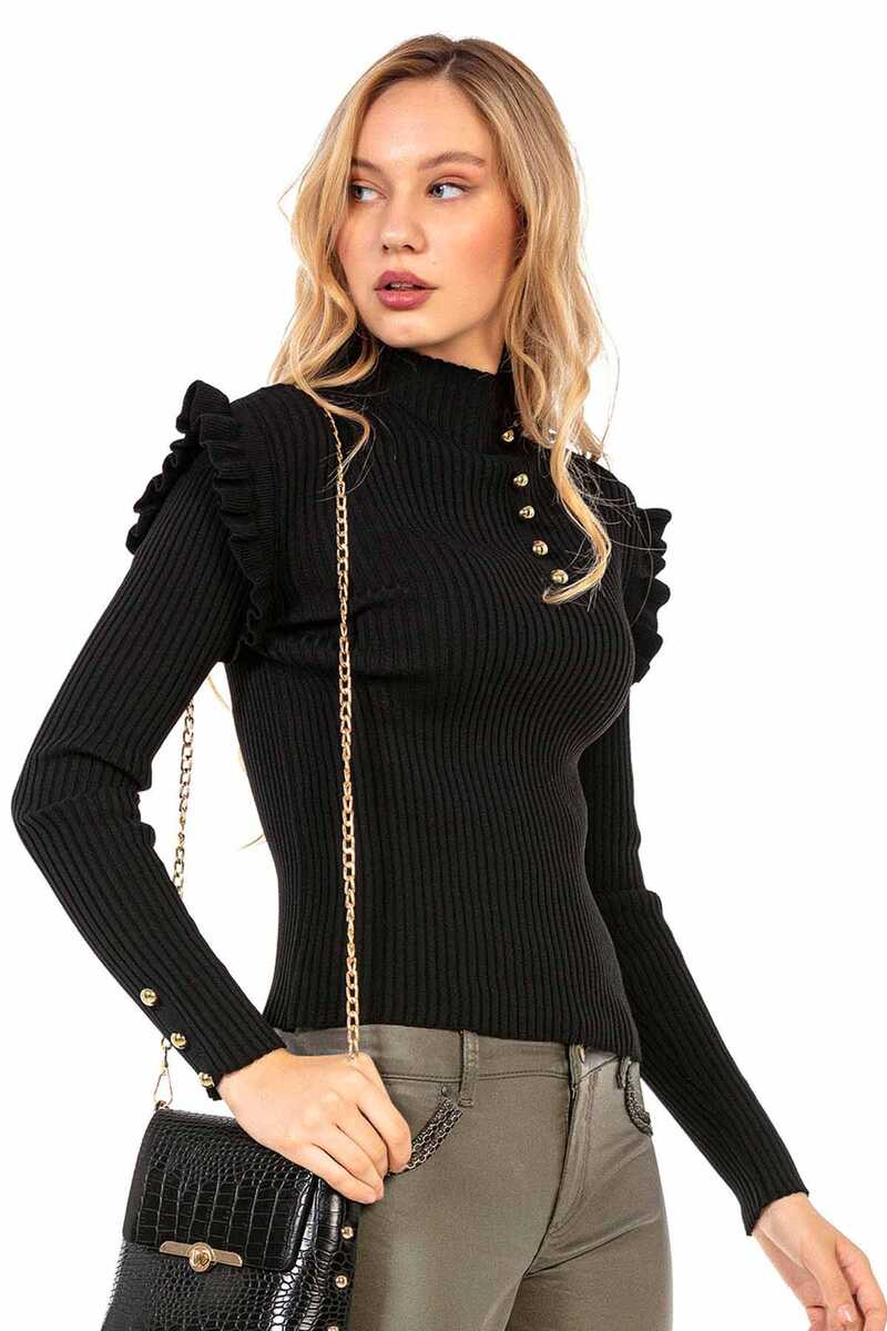 WP209 Women's knitted sweater with trendy decorative buttons