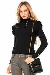 WP209 Women's knitted sweater with trendy decorative buttons