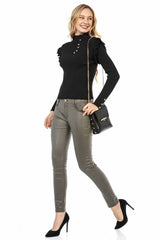 WP209 Women's knitted sweater with trendy decorative buttons