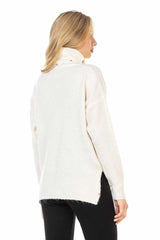 WP217 Women's roll-neck sweater with fashionable pearl appliqués