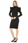 WP224 Women's Jersey Sweater Dress with Trendy Decorative Buttons