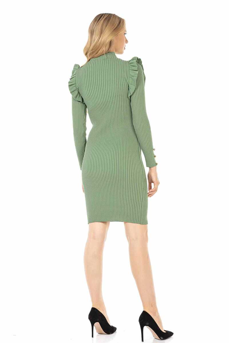 WP224 Women's Jersey Sweater Dress with Trendy Decorative Buttons