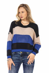 WP226 Women's Knit Sweater with Wide Stripes