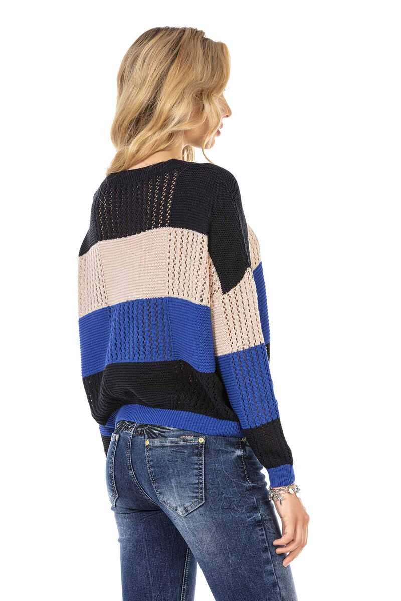 WP226 Women's Knit Sweater with Wide Stripes