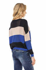 WP226 Women's Knit Sweater with Wide Stripes