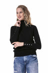 WP228 Women's roll neck sweater with great button details