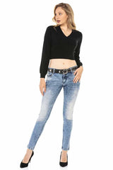 WP233 Women's Sweater, Knit Sweater in a Cropped Cut
