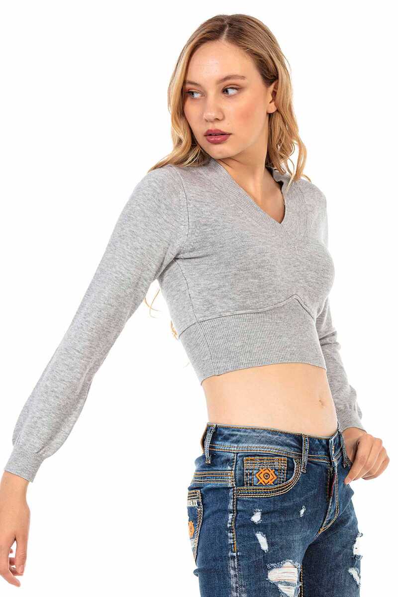 WP233 Women's Sweater, Knit Sweater in a Cropped Cut