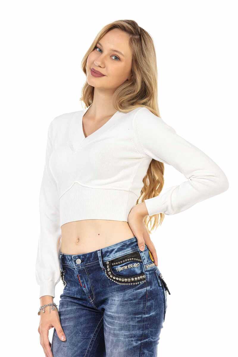 WP233 Women's Sweater, Knit Sweater in a Cropped Cut