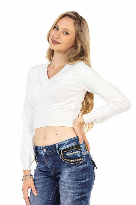 WP233 Women's Sweater, Knit Sweater in a Cropped Cut
