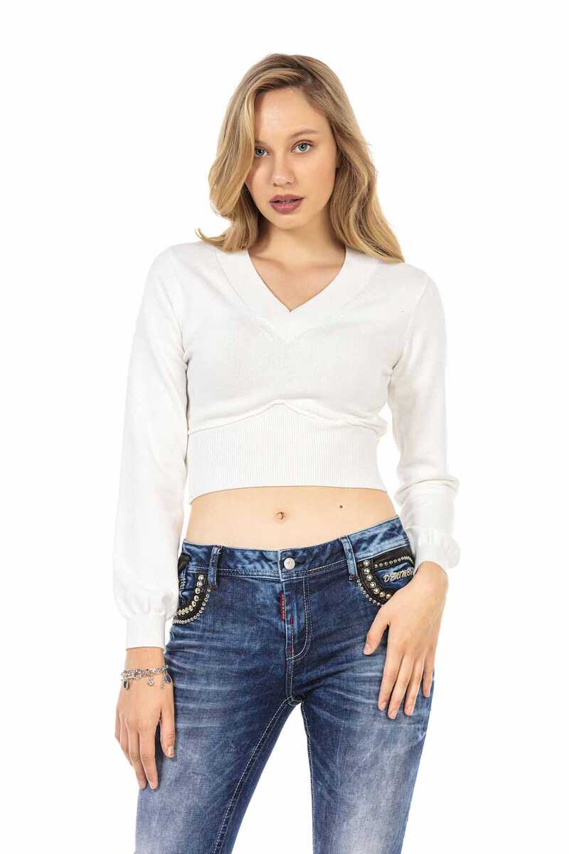 WP233 Women's Sweater, Knit Sweater in a Cropped Cut