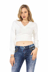 WP233 Women's Sweater, Knit Sweater in a Cropped Cut