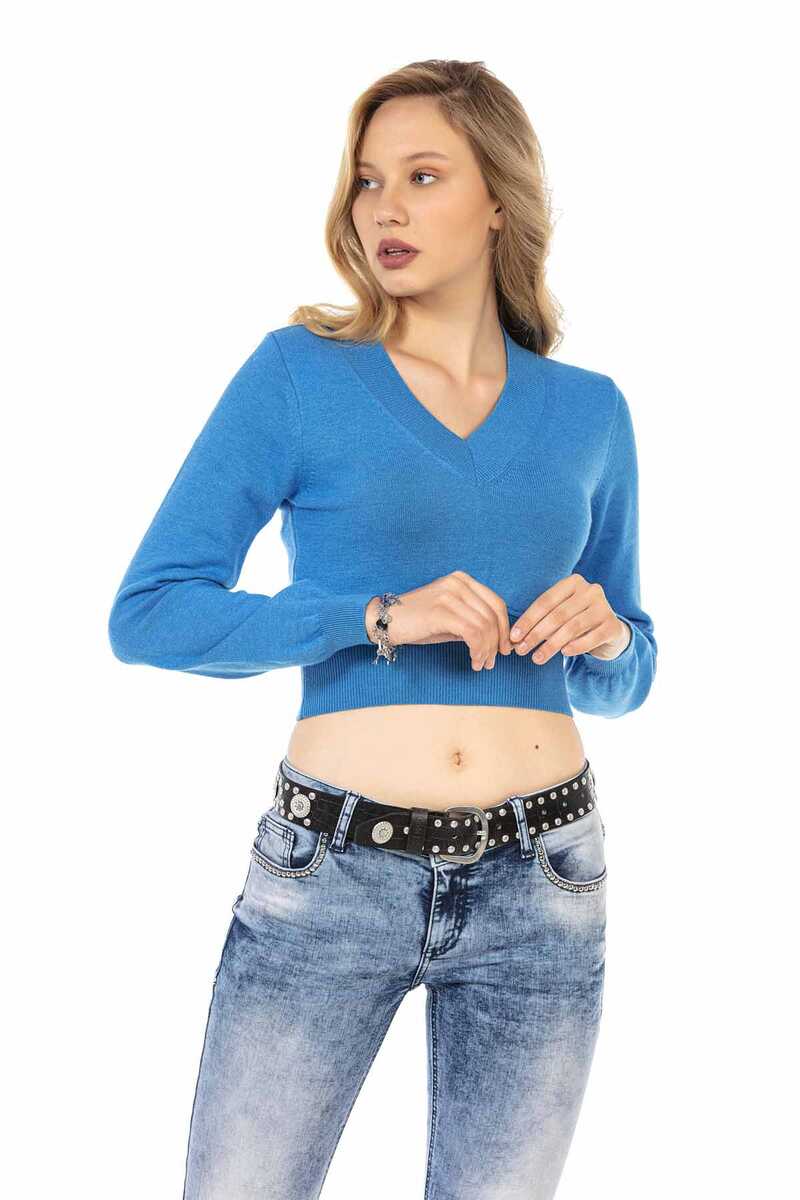WP233 Women's Sweater, Knit Sweater in a Cropped Cut