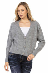 WP235 Women's Sweater Cardigan with Deep V-Neck