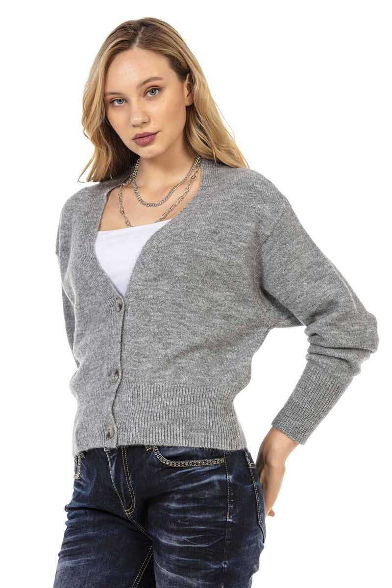 WP235 Women's Sweater Cardigan with Deep V-Neck