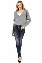 WP235 Women's Sweater Cardigan with Deep V-Neck