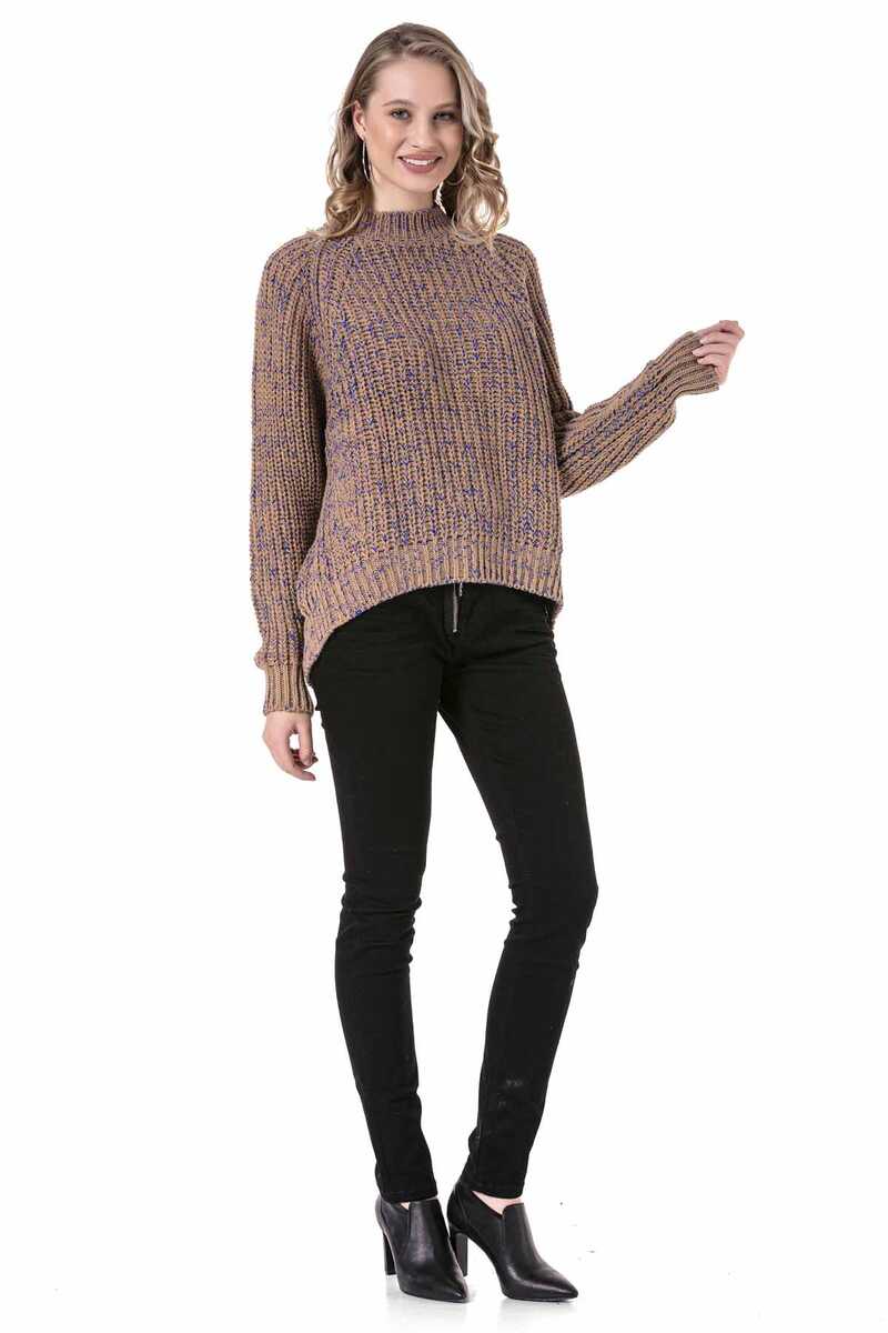 WP237 Women's Sweater Knit Sweater in Melange Design