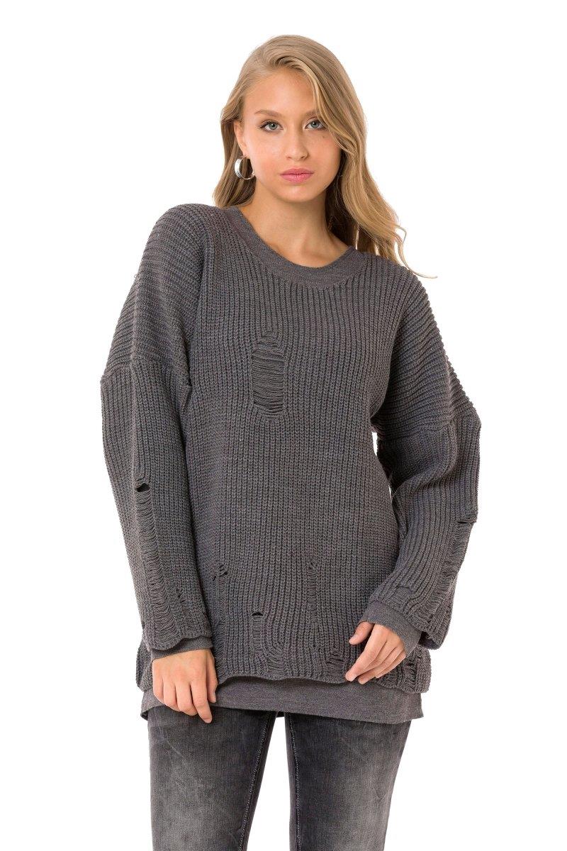 WP240 Women's knitted sweater with contrasting long sleeve