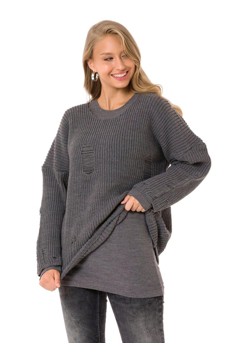 WP240 Women's knitted sweater with contrasting long sleeve