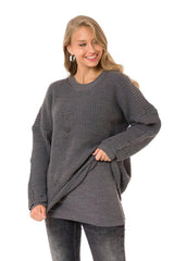 WP240 Women's knitted sweater with contrasting long sleeve