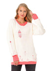 WP240 Women's knitted sweater with contrasting long sleeve