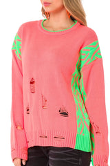 WP241 Women's knitted sweater in trendy used design