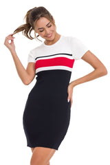 WP257 Women's sweater striped knit dress