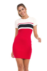 WP257 Women's sweater striped knit dress