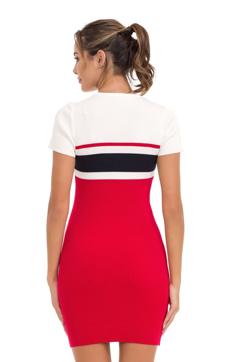 WP257 Women's sweater striped knit dress