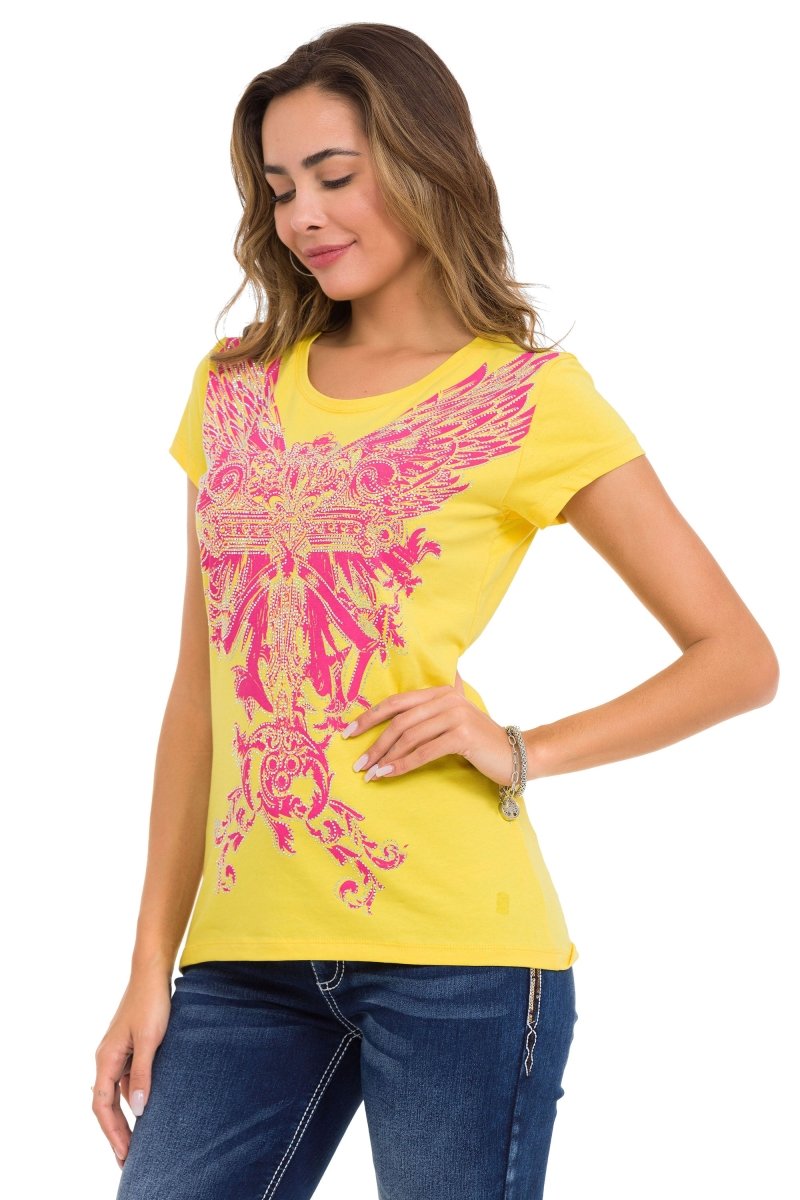 WT341 Women's T-shirt with shiny stone angel