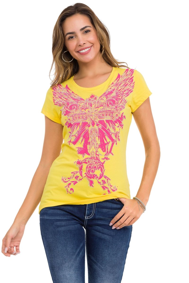 WT341 Women's T-shirt with shiny stone angel