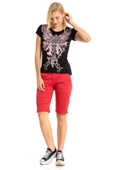 WT341 Women's T-shirt with shiny stone angel