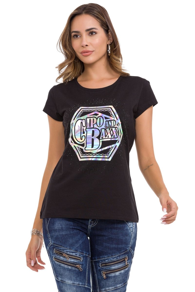 WT342 Women's T-shirt with stone foil print