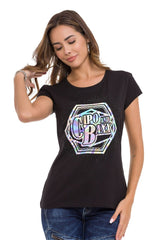 WT342 Women's T-shirt with stone foil print