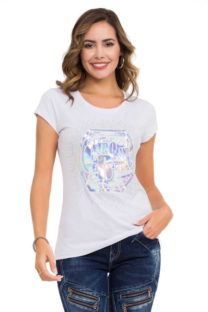 WT342 Women's T-shirt with stone foil print