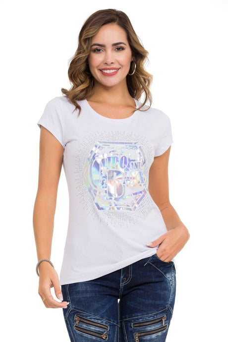 WT342 Women's T-shirt with stone foil print