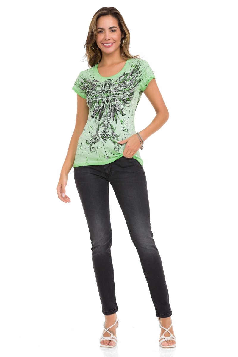 WT345 Women's T-shirt with fashionable front print
