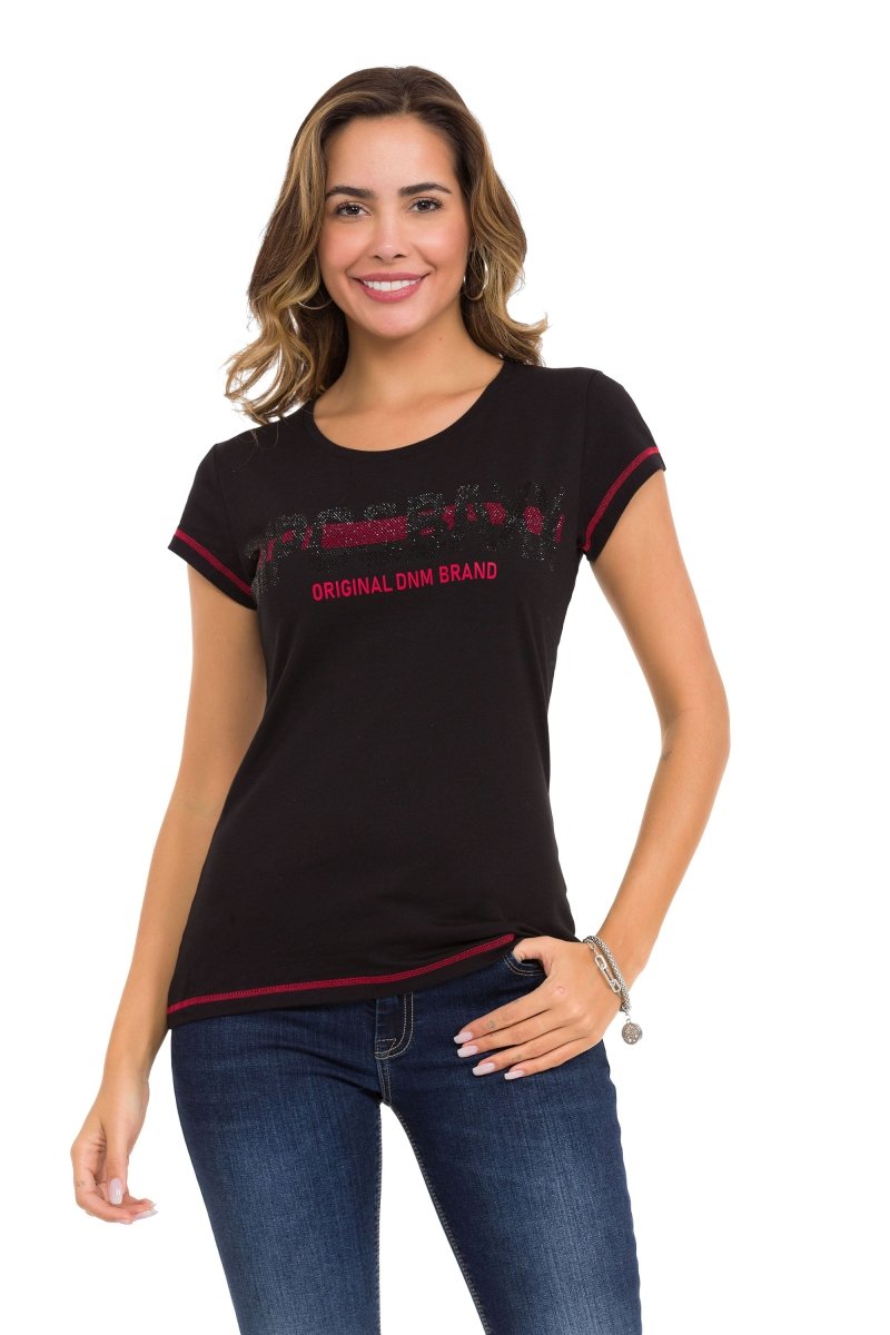 WT348 Women's T-shirt with shiny stone details