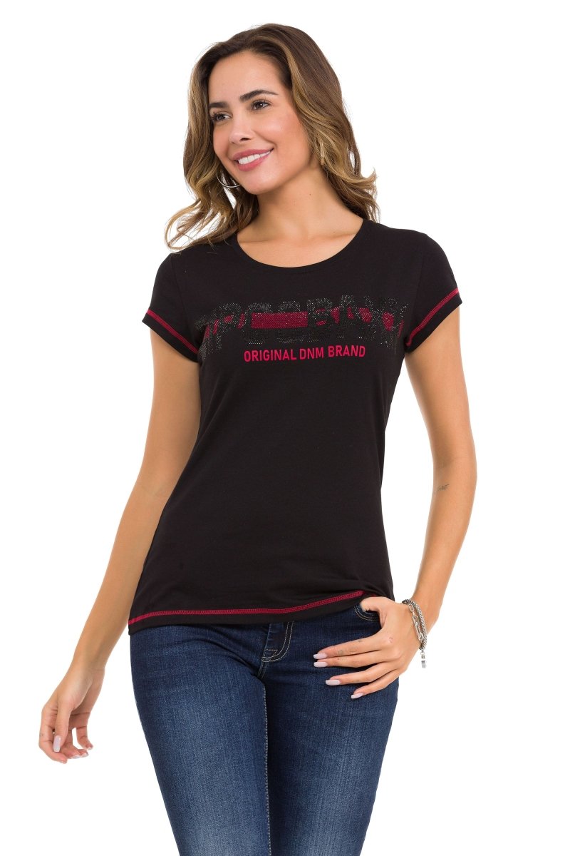 WT348 Women's T-shirt with shiny stone details