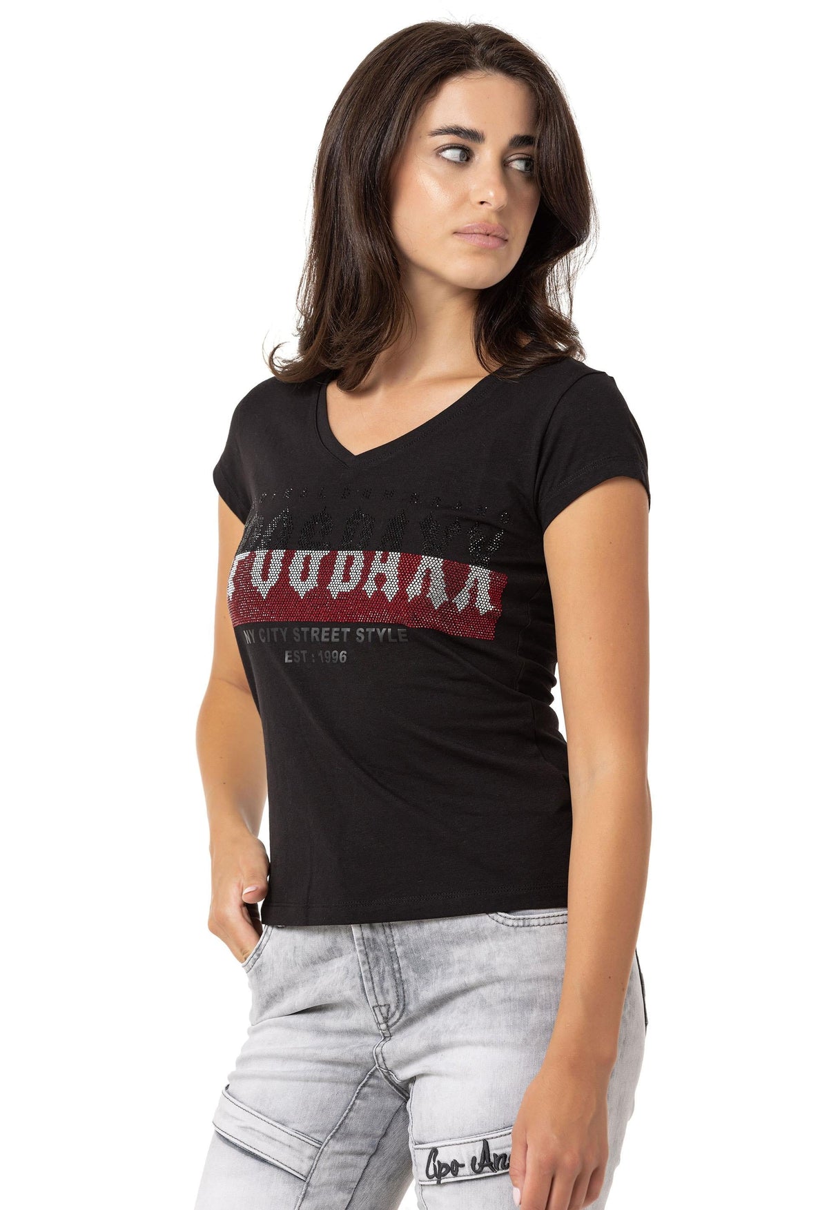 WT358 Women's glitter-look T-shirt