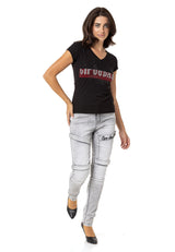 WT358 Women's glitter-look T-shirt
