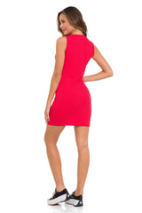 WT372 Women's dress with comfortable round neckline